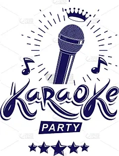 卡拉ok派对邀请海报，现场音乐矢量音乐会广告传单组成使用舞台或录音机麦克风和音符。