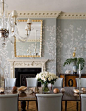 Chinoiserie dining room, Lauder family gray dining room in Palm Beach...: