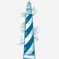 手绘蓝色灯塔高清素材 夏日海洋 潜水航海运动 矢量海军元素 免抠png 设计图片 免费下载