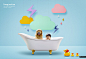 宠物情缘 六一儿童节 蓝色背景 天气符号 儿童主题海报PSD_平面设计_海报