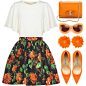 A fashion look from March 2014 featuring white crop top, Miu Miu and orange pumps. Browse and shop related looks.