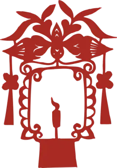 花卉人物民俗剪纸窗花元素矢量图设计素材