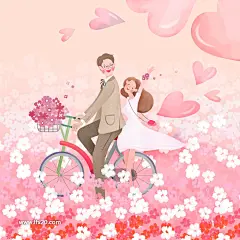 新婚婚礼浪漫场景插画PSD素材