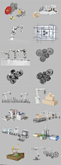 16款工业机器人工厂齿轮生产线PNG素材2020317 - 设计素材 - 比图素材网