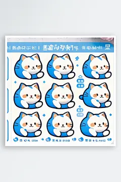 数字艺术卡通猫贴纸卡通表情包-众图网
