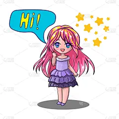 矢量小女孩卡通动画风格