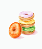  Colorful Doughnuts -----  Watercolour Food Illustration 