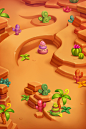 Candy Desert Map : Some art test I did this year: It's a candy desert map for match-3 mobile game. Which option for the level select buttons do you like most - bubbles or sweets? =)