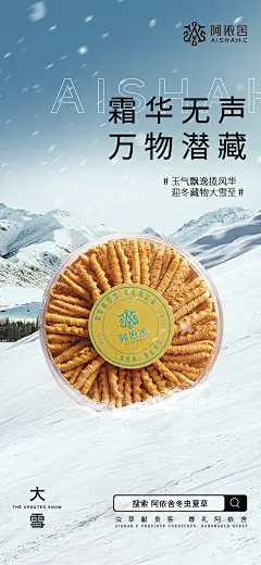阿依舍品牌/冬虫夏草/节气/品宣海报/开机屏/大雪海报
