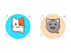 两只可爱的卡通猫头像插画