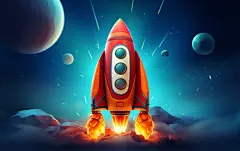 火箭发射插画素材图片