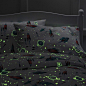 Fancy - Glow-in-the-Dark White Rockets Flannel Bedding