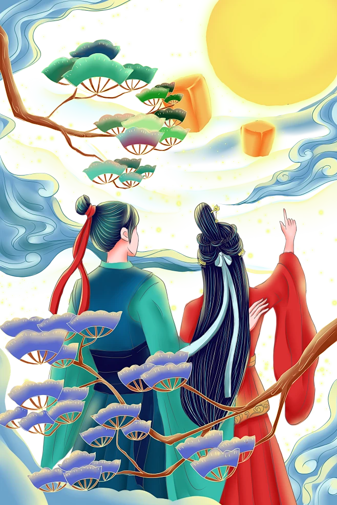 七夕PNG素材 设计群：774716740-花瓣网