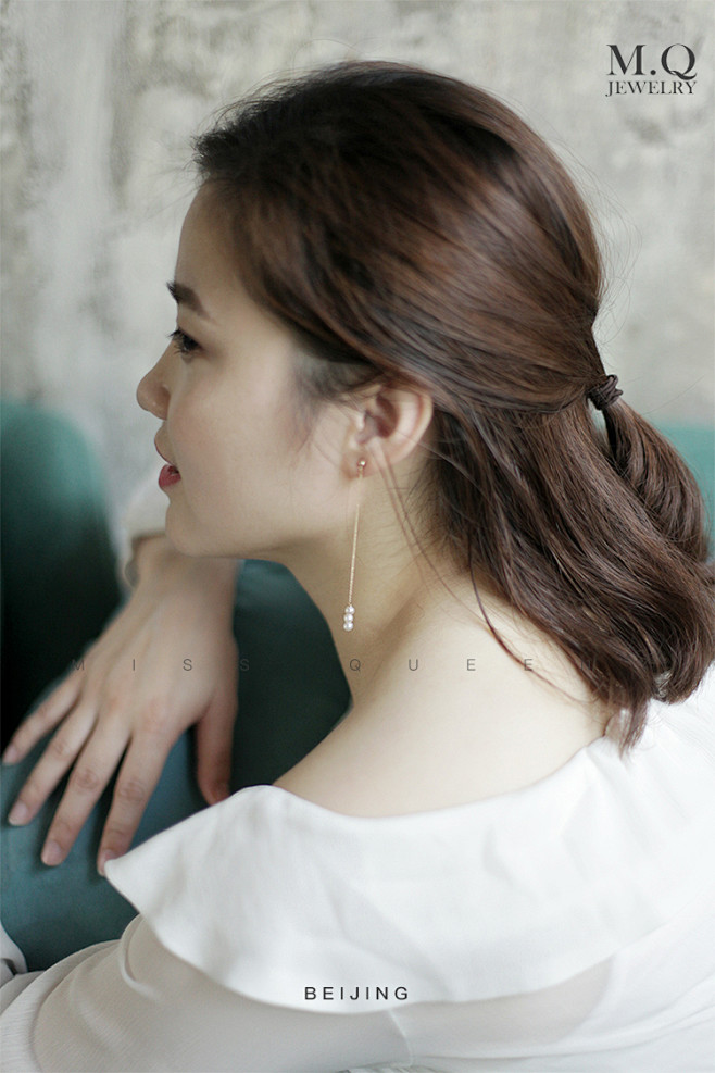 M.Qjewelry天然珍珠14k包金耳...