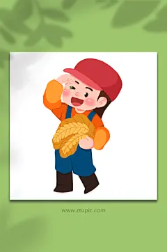 辛勤手绘芒种节气元素插画