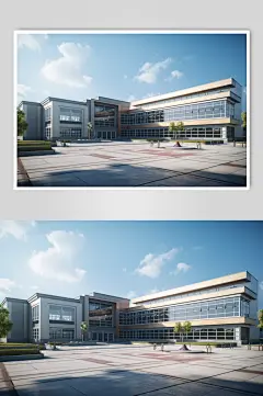 AI数字艺术教学楼校园场景摄影图-众图网