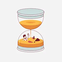 手绘沙漏了的男人图高清素材 上班族 创意的 卡通 商务 掩埋的 插图 时间 沙漏 白领 免抠png 设计图片 免费下载