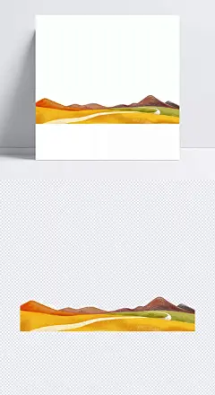 山|手绘景色,山,小路,秋季,金黄山,山水png,边框免扣,边框免扣图片,卡通元素,手绘/卡通