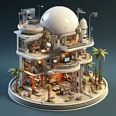 现代3d建筑房子素材图片