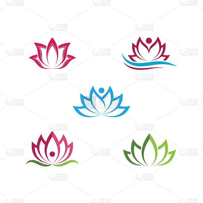 美丽向量荷花设计标志模板图标素材-花瓣网