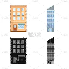 中心,图标,建筑业,商务,建筑,图像,矢量,全景,分离着色,收集