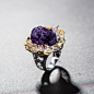 国外限量孤品 天然紫水晶原矿戒指女士独家原创设计欧美大气首饰-淘宝网