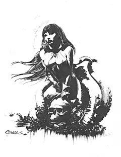 Original Princess of Mars Good Girl Pin Up Commission Chris Conidis Painting Oil Burnt Umber Glaze , Chris Conidis : Final Burnt Umber Oil Glazing 18x24 Canvas Painting