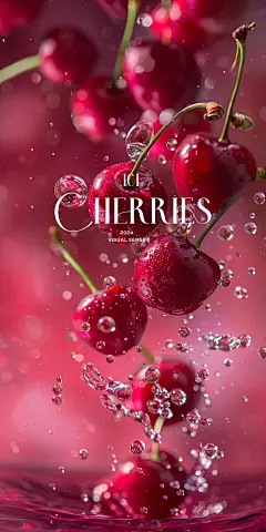 水中红樱桃｜水果壁纸｜设计素材 - 小红书