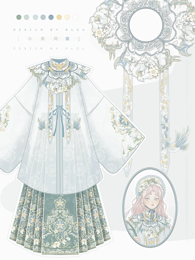 【水佩风裳】汉服/汉元素设计稿丨成稿待出-花瓣网