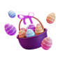 复活节彩蛋篮 3D 插图