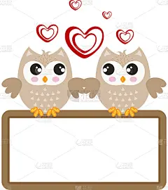 情人节情侣猫头鹰牌空白