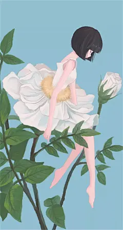 女孩与花 唯美 文艺 手机壁纸