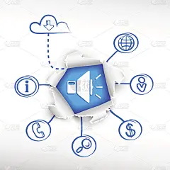 演讲者和示意图。涂鸦矢量插图。