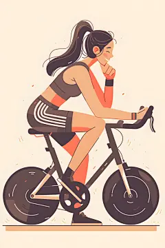 动感单车运动健身人物插画