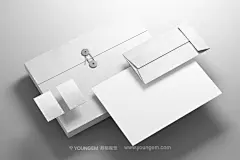 10款信封信纸名片文具档案袋封面品牌VI应用设计展示效果图ps样机下载_颜格视觉