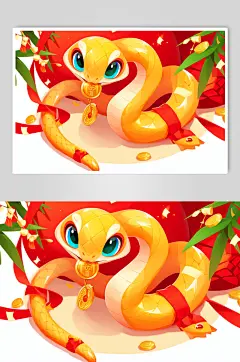 AI数字艺术国潮蛇年新年插画