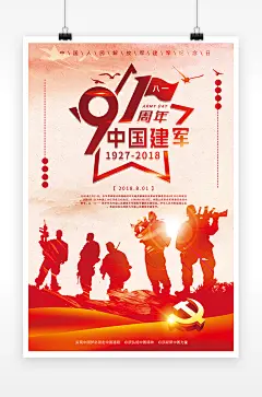 /红色党政建军91周年宣传海报