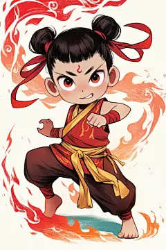 古风神话哪吒插画人物形象
