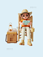 春季春天3D立体旅游户外露营人物