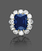 Lot 260 - A FINE SAPPHIRE AND DIAMOND RING, BY HARRY WINSTON