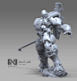 GUI JIA, Javier Ureña : Sculpture made for Corvus Belli for their wargame Infinity. This guy is a TAG (Tactical Armor Gear) a big tripulated robot. The figure is aproximately 60mm tall.

Concept Art by Carlos Torres.

You can check the final product paint