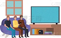 沙发,青年男人,看电视,可爱的,肖像,电视机,剪贴画,坐,观看,放松