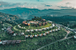 鸟瞰图露营地和帐篷在美林Doi Mon Cham山，清迈省，泰国
