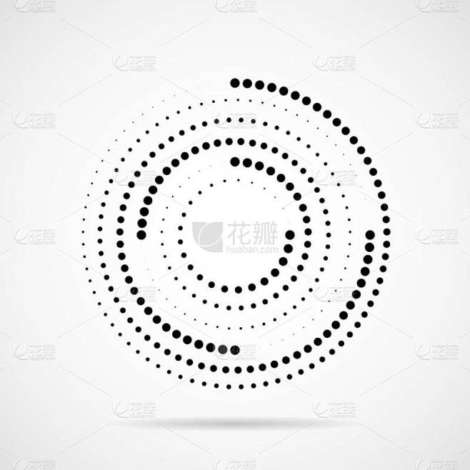 抽象虚线圆圈。圆点形式。半色调效果