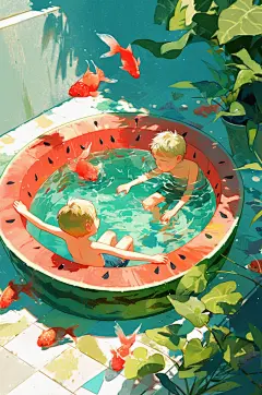 AI数字艺术二十四节气小暑大暑夏季插画