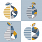 Set of modern geometric fruit illustration. Premium Vector