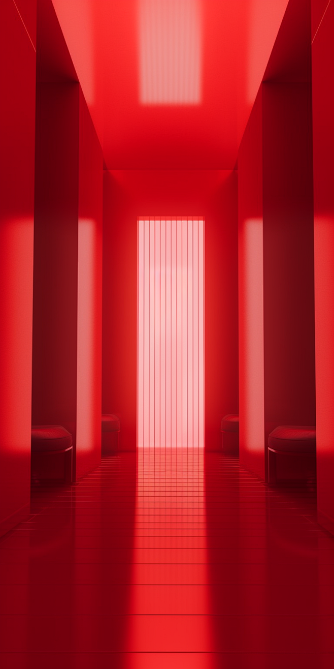 red room with large ...