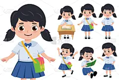 重返校园,女孩,矢量,书桌,性格,书,学生,读书,教育