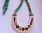 Embroidered geometric beaded necklace for Fall