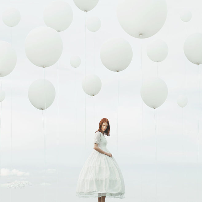 White balloons by Ti...